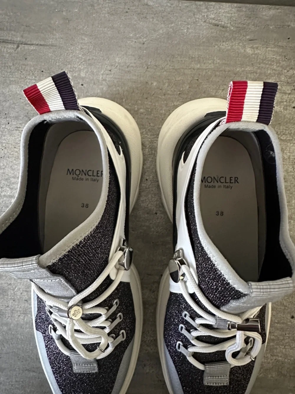 Moncler Black, Silver & White Thelma Sneakers Trainers Size 38 - Picture 7 of 10